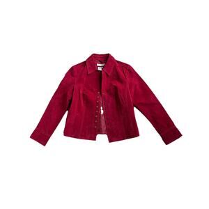COLDWATER CREEK 100% Leather Snap-Front Red Blazer Women's Size PS